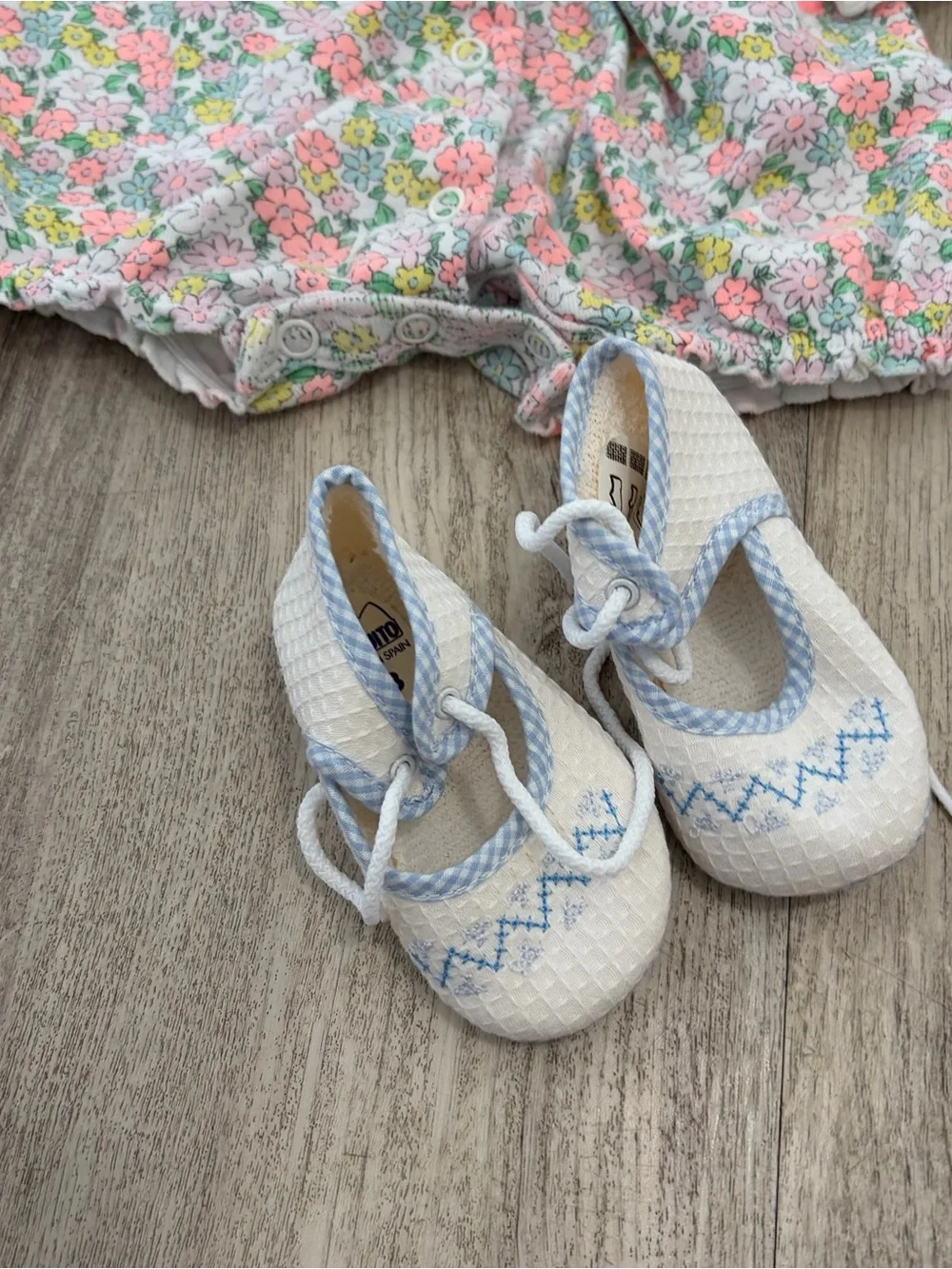 Cottagecore Baby Girls Clothing Lot 6-9 Month Shoes Carters  Floral Embroidered